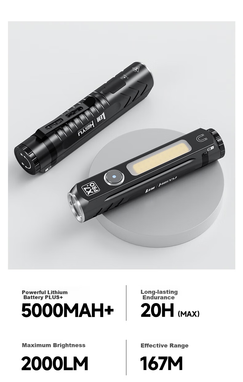 LEM Flashlight High Brightness Rechargeable Long Battery Life Outdoor Small Portable Multifunctional Magnetic Work Light Torch 3