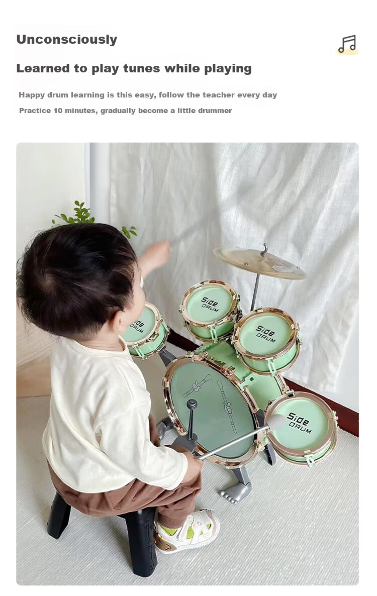 QIAO WA BAO BEI Drum Set for Home Use, Children Beginners Practice Kit, Entry-Level Professional Toy, Birthday Gift for Boys And Girls, Mid-Autumn Festival Present 19