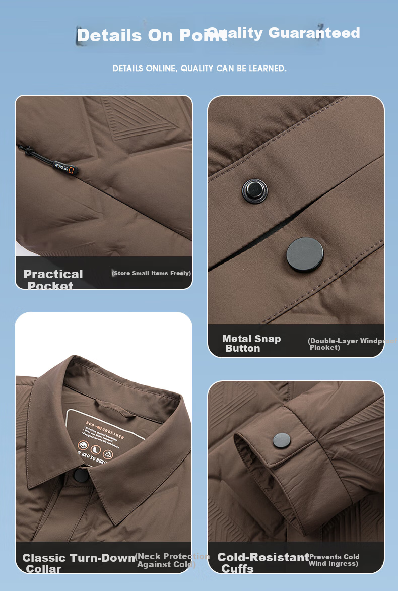 Yalu Men's Down Jacket 2025 Autumn Winter New Business Casual Lapel Duck Down Warm Versatile Short Coat 4