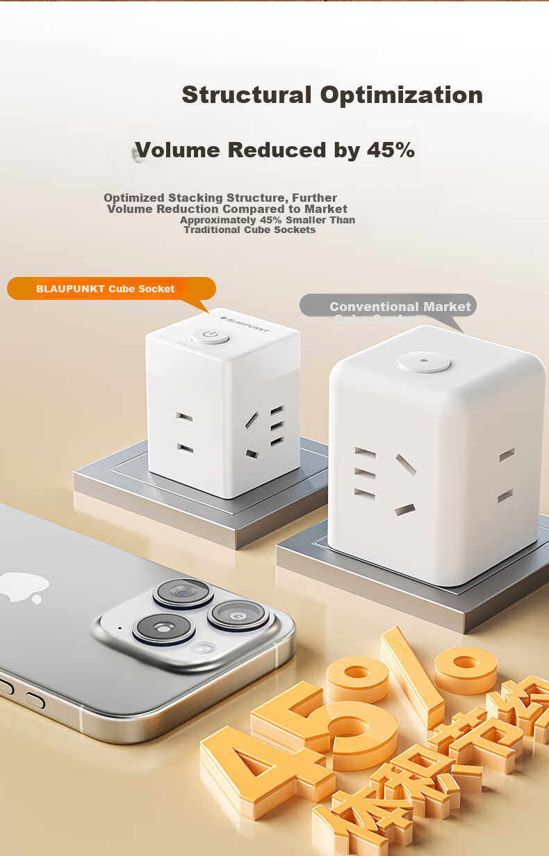 BLAUPUNKT Cube Power Strip Multi-Outlet Converter Multi-Functional Wireless Extension Socket Adapter 4