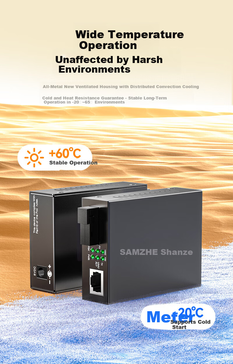Sanze Professional Lightning Protection Pro Fiber Optic Transceiver Optical Converter 100Mbps Single-mode Single-fiber Fiber to Ethernet Converter Monitoring SC Interface 15KM Pair SZ-GB15AB 8