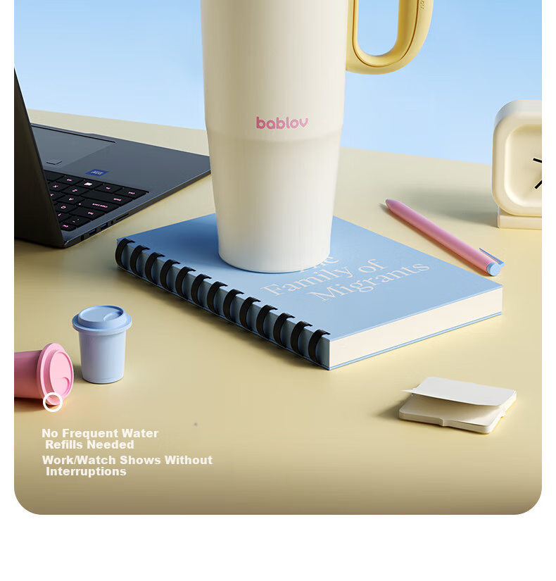 BABLOV Huaban Sen Insulated Bottle Women's Large Capacity High Aesthetic 316 Desktop Straw Water Cup Ice King Cup Mother's Day Gift 5