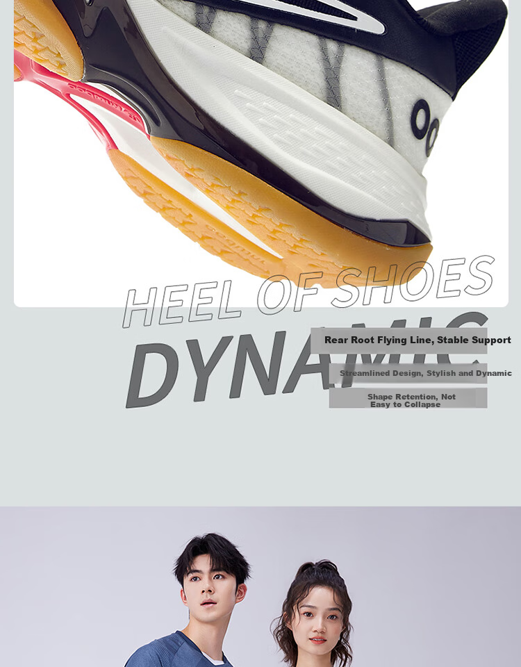 KUMPOO Shura Badminton Shoes ACF Cushioning Rebound Breathable Anti-Torsion Non-Slip Sports Shoes KH-G828 Black/White 38 16