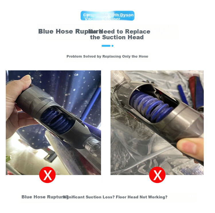 Shuangwei Compatible Dyson Vacuum Cleaner Blue Hose Accessories V6/V7/V8/V10/V11/V12/V15 Lightweight Blue Soft Hose 1-Pack DS Lightweight Blue Hose 1