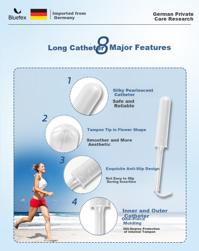 Bluetex Swimming Tampons Waterproof Vaginal Insert Menstrual Cotton Sticks for Hot Springs Period Use 6pcs 3