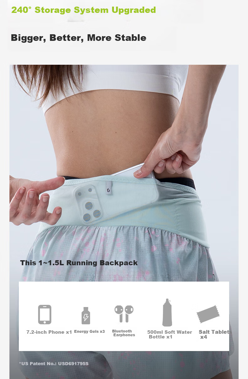 Feibit Air Pants 4.0 Pro Women's Waist Bag Shorts Breathable Running Shorts 4-Inch Quick-Dry Classic Black XL 3