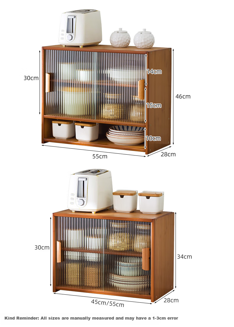 Lao Zhu Craftsman Kitchen Countertop Storage Rack Cup Holder Multi-layer Desktop Organizer Spice Rack Cabinet 55cm Length 29