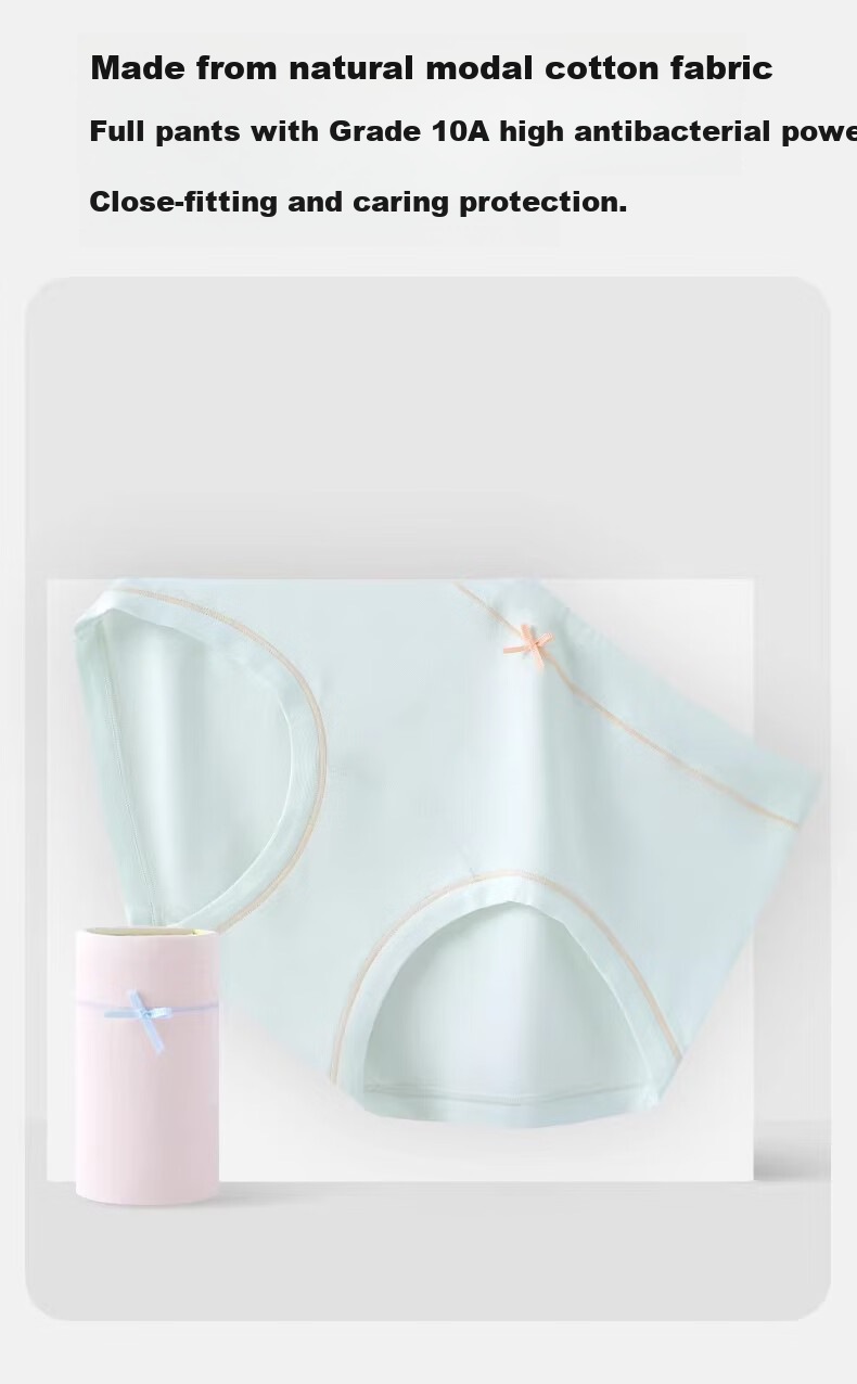 Herbal Original Color Girls' Modal Extended Mulberry Silk Crotch Underwear 2026 New Style for Middle School Girls in Adolescence 4