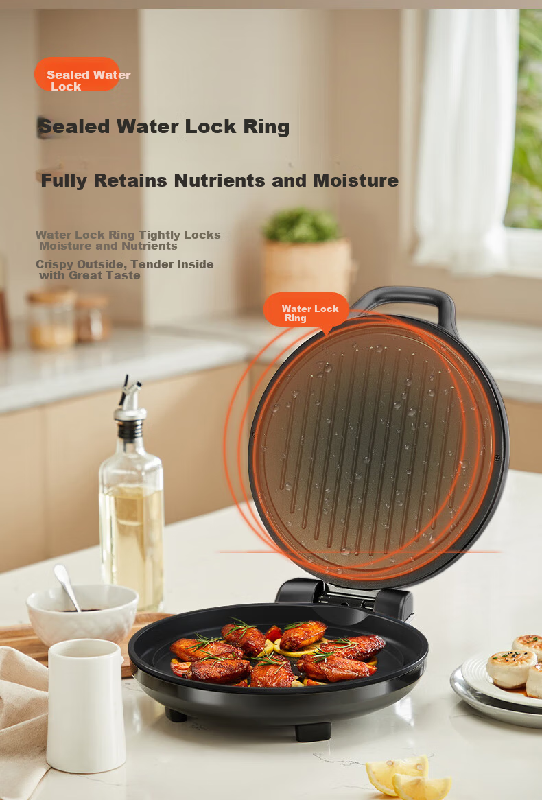 Joyoung Electric Griddle Sandwich Maker Breakfast Machine, Circular Steam Function, 25mm Deep Baking Tray, Double-Sided Heating Pancake Cooker, 1500W High Power Grill And Fryer GK180 11