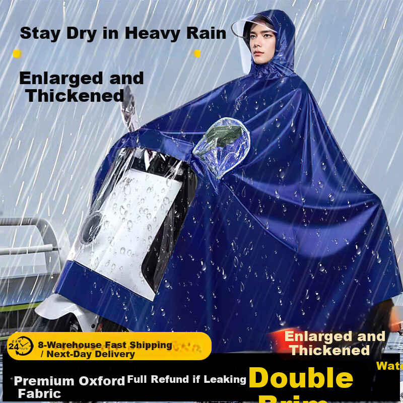 Feilinsman Thickened Electric Vehicle Raincoat Adult Unisex Motorcycle Riding Raincoat Anti-Heavy Rain Single Person Rain Poncho
