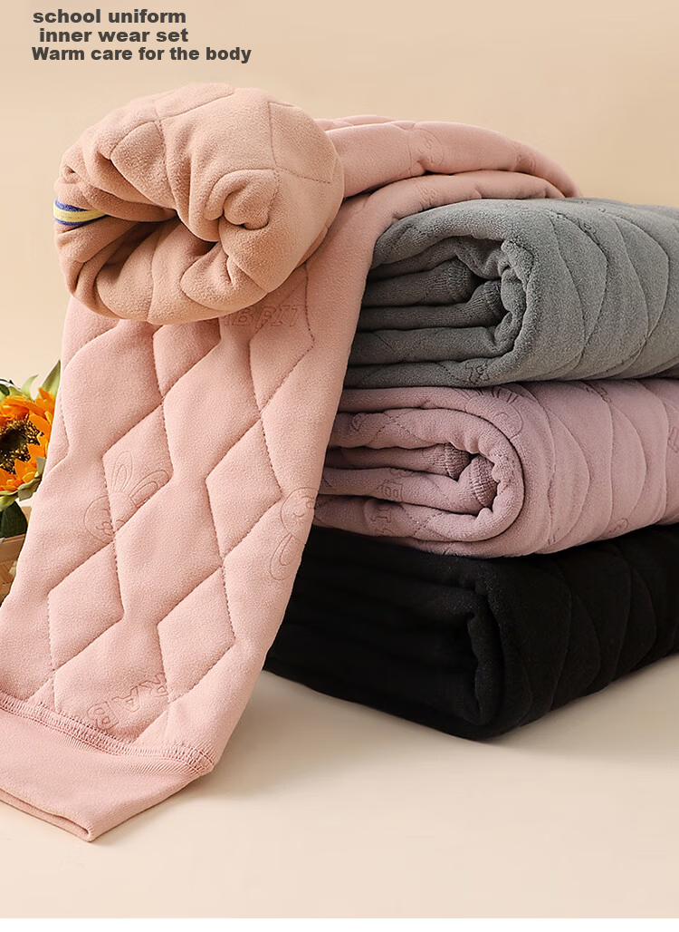 Dingguagua Children's Thermal Pants Boys School Uniform Magic Girls Fleece-Lined Thickened Autumn Winter Cotton Pants for Older Kids 3