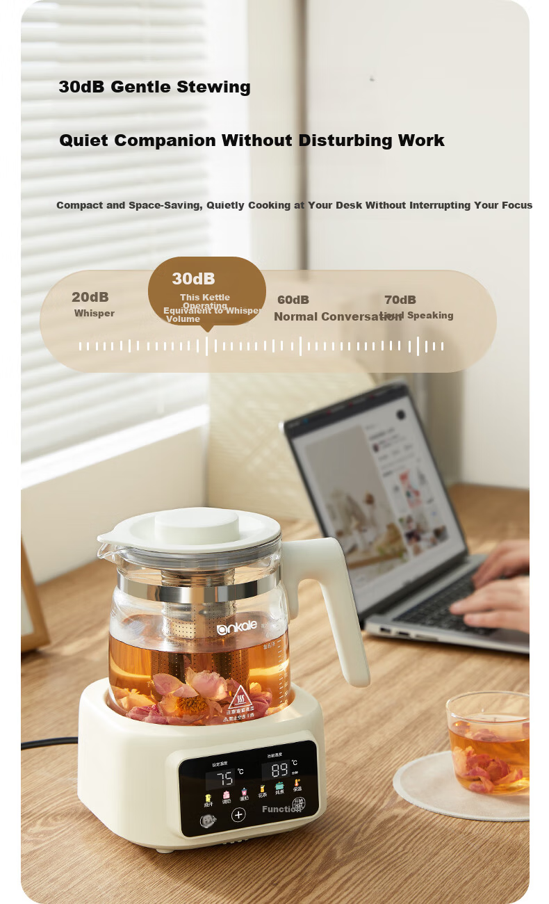 Ankale Full Glass 0 Glue 0 Coating 0 Seam Electric Ceramic Health Pot Stewing Integrated Multifunction Fully Automatic Constant Temperature Pure Glass Baby Milk Warmer 24-Hour Insulation AJL-DT02 10