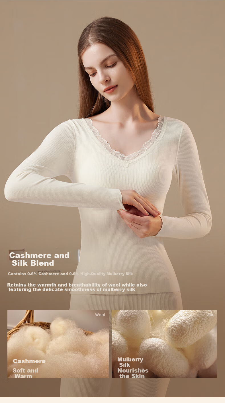 MiiOW Women's Thermal Underwear Set with Heat Retention, Built-in Chest Pad, Seamless, Bra-Free Autumn Top and Bottom, 2025 New Release 5