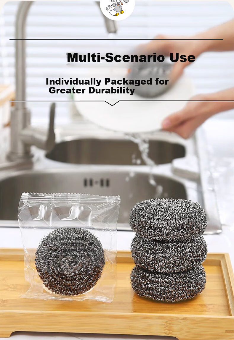 Jianya Large Stainless Steel Wire Scrubber 18g Rust Removal Metal Steel Wool 28-Pack Kitchen Dishwashing Durable Wire Balls 11