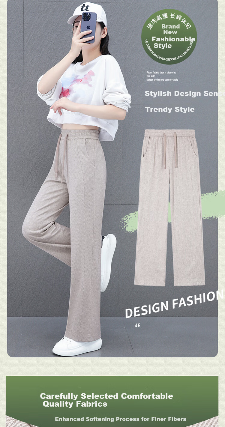 La Chapelle Women's Straight Casual Pants Spring Summer New Loose Slim Wide Leg Trousers Petite Height Enhancing Long Pants Dark Gray 2XL 5