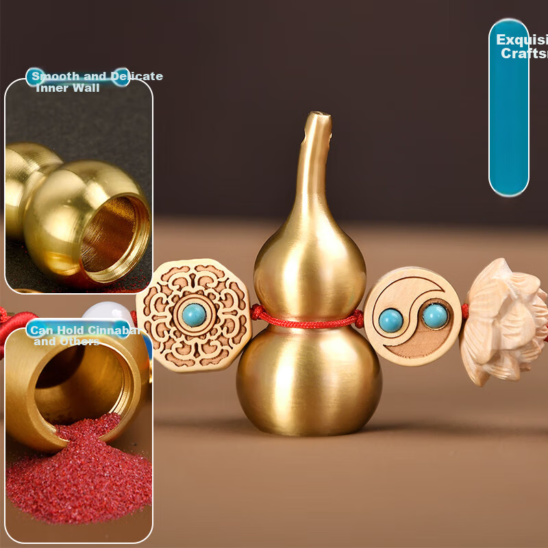 Feng Shui Pavilion Five Emperor Coins Pendant Copper Gourd Genuine Copper Coins Hanging Decoration for Living Room Bedroom Bathroom Entrance with Cinnabar for Safety and Peace 3