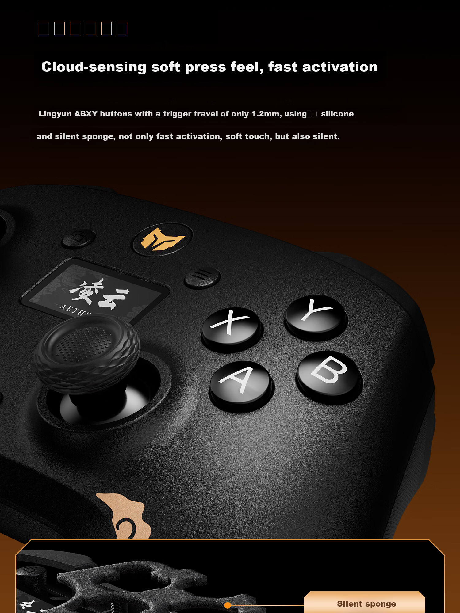 Mojang Lingyun Wireless Gaming Controller Smart Screen Bluetooth 2.4G Compatible with PC Tablet Phone Switch Computer Steam Dual Shadow Wonderland Monster Hunter Black Gold Edition 12