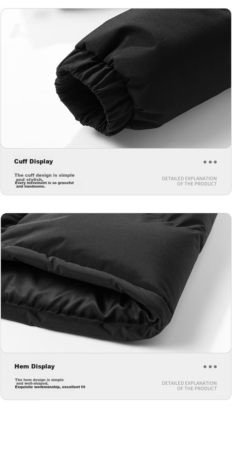 Warrior Men's Cotton Padded Jacket Autumn Winter Hooded Solid Thick Warm Outdoor Cold-Resistant Trendy Puffer Coat 17