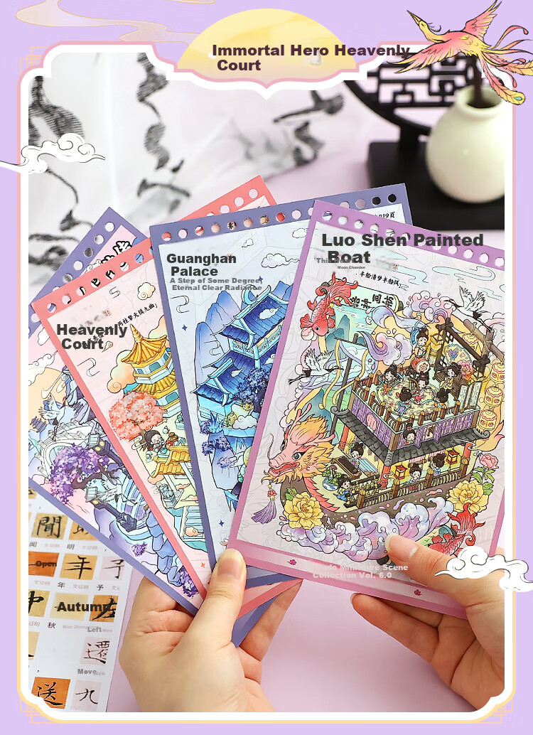 Tirado Miniature Scene Collection Vol.6 Scenic Stickers Ancient Style Micro Horror Scene Journal Small Stickers 3D Miniature House Girl Kids Toy DIY Journal Decorative Stickers 8