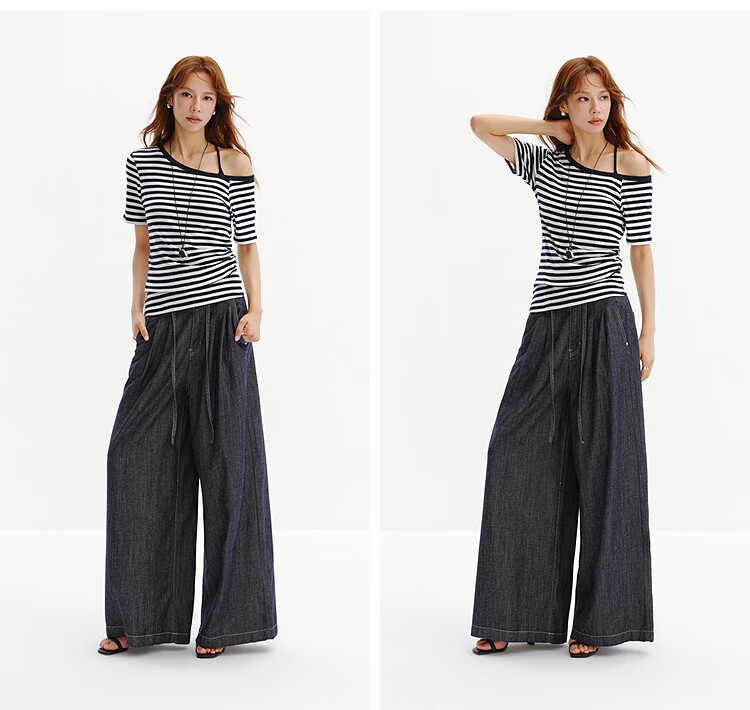 Semir Mall Same Style | Women's Summer Short Sleeve T-Shirt, Asymmetric Shoulder, Ruched Slim Fit, Sexy Slimming 2026 101326100017 13