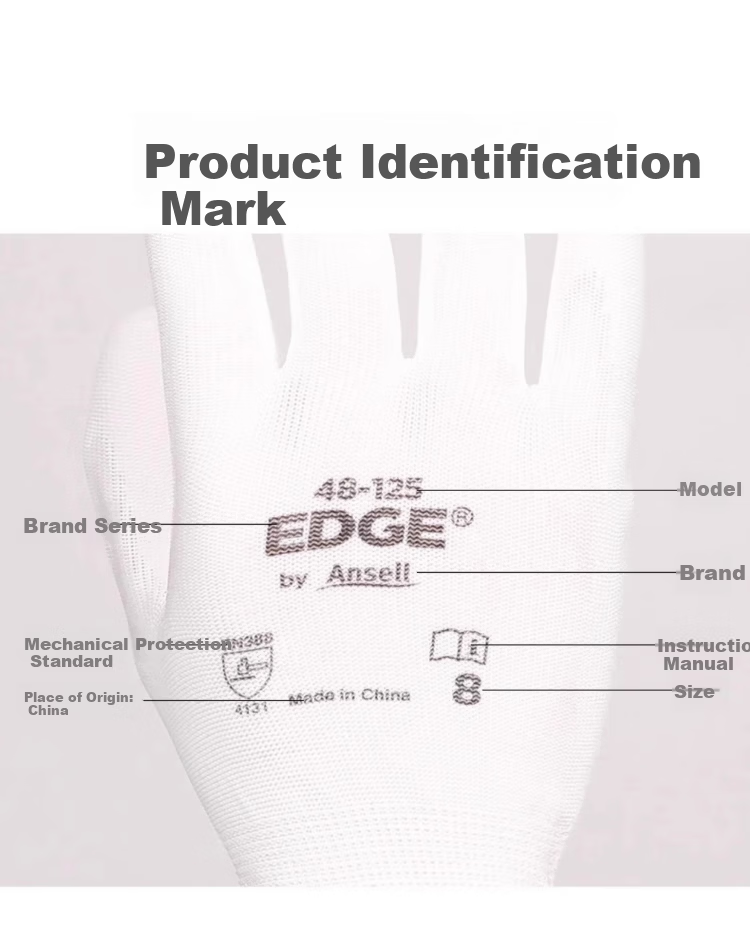 Ansell Protective Gloves Anti-Slip Wear-Resistant Mechanical Processing Handling PU Coated Tear-Resistant Work Gloves 48-125 (5 Pairs) Size 8/M 11