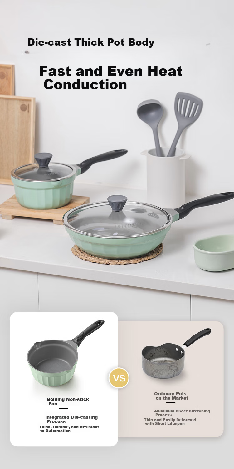 Buydeem 18cm Non-Stick Fluorine-Free Ceramic Milk Pot Soup Pot Baby Food Cooking Pot Small Goose Yellow 8