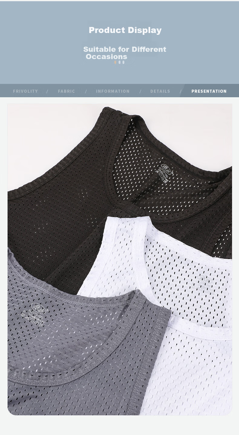 Langsha Men's Ice Silk Thin Summer Mesh Sleeveless Base Layer Sports Fitness Tank Top 11