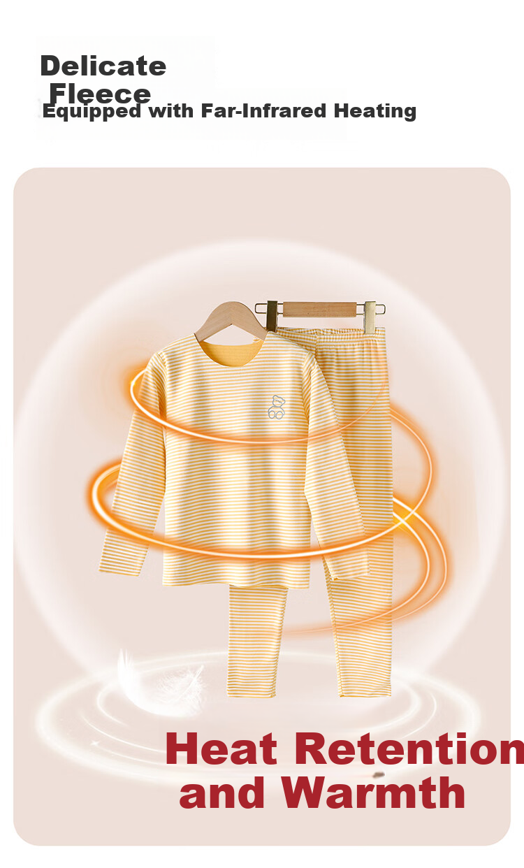 Hodo Children's Thermal Underwear Set Boys Girls Baby Velvet Thin Seamless Autumn Winter Underwear Set 9