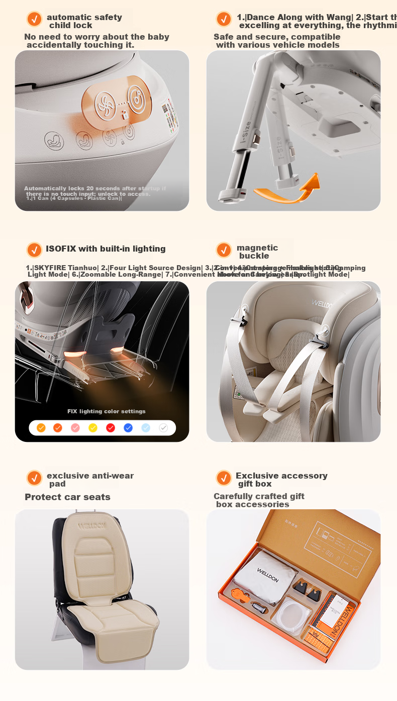 Welldon Smart LUX Child Safety Seat 0-7 Years i-Size Intelligent Ventilation AI Voice Rotation 48