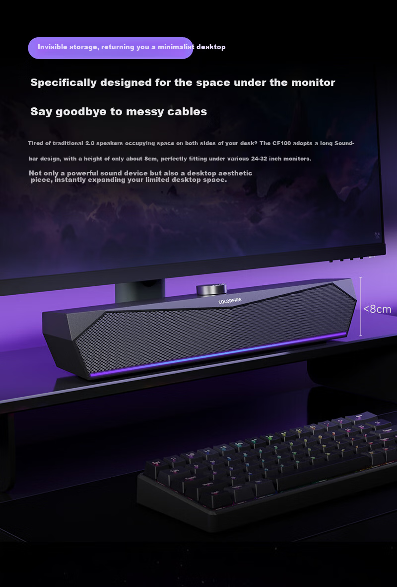 COLORFIRE Rainbow Illusion Gaming Virtual 7.1 Surround Sound RGB Water-Cooled Desktop Bluetooth 5.3 Computer Speaker USB Desktop Laptop Subwoofer CF3000 PRO 5
