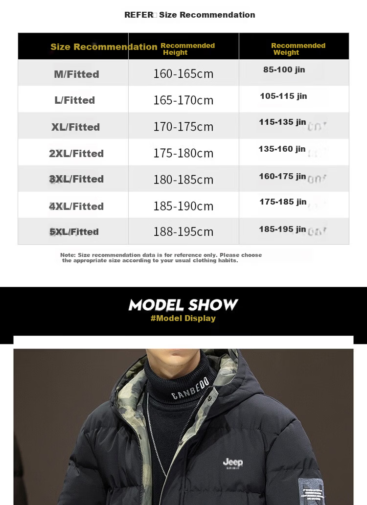 JEEP SPIRIT Men's Cotton Padded Jacket Autumn Winter Thick Warm Hooded Sports Coat Black 2XL 5