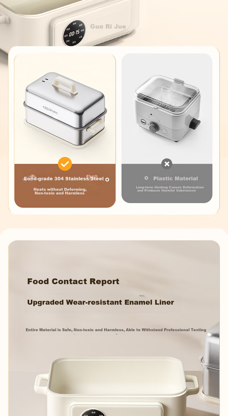 Xike Egg Steamer Multi-Function Electric Steamer Automatic Power-Off Small Stainless Steel Double-Layer Breakfast Egg Cooker JPZDQ806 4