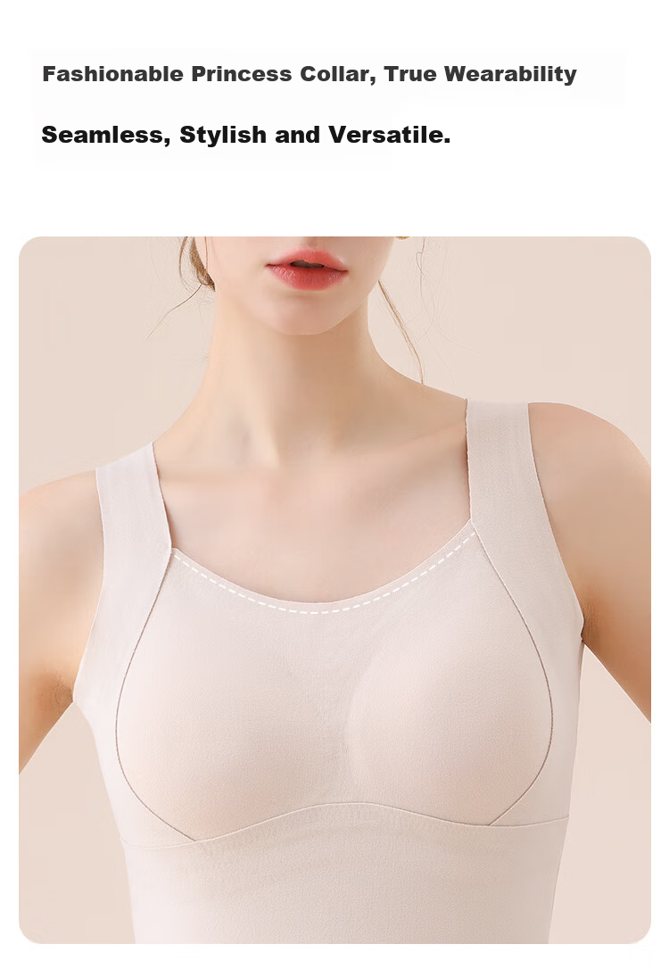 MiiOW Women's Thermal Vest with Built-In Bra Pads, No Need for Bra, Cationic Heat-Retaining Top, Undershirt Camisole, White, 2XL 10