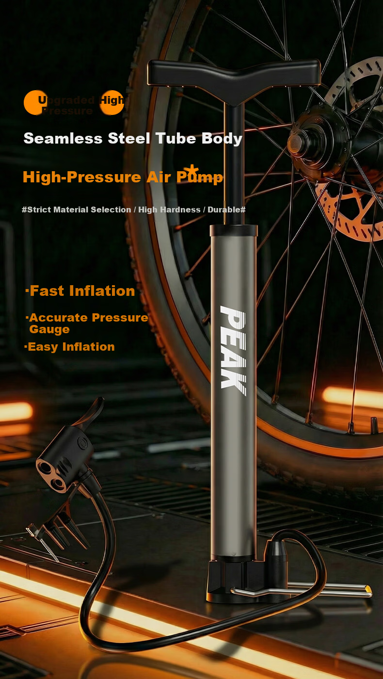 PEAK Pedal High-Pressure Air Pump for Bicycles, Electric Bikes, Motorcycles, Cars, Home Use, Portable Foot-Operated Inflator 1