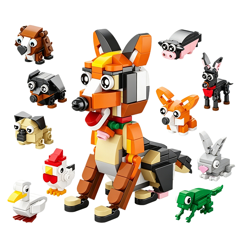 Baili Shuang Cute Pet 10-in-1 Building Block Assembly Toy Small Particle Building Blocks Construction Decoration Children's Birthday Gift