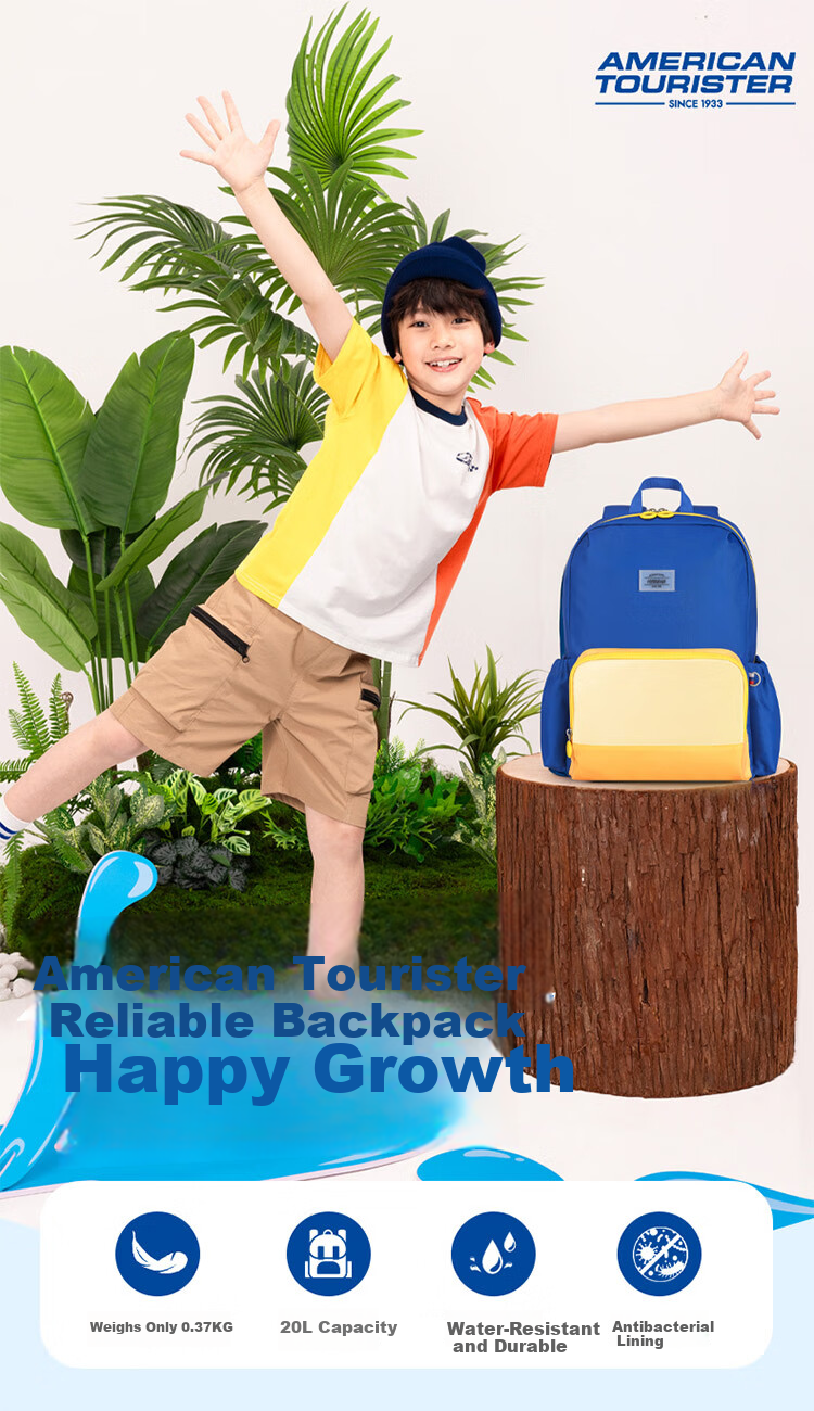 AMERICAN TOURISTER Girls' Safe Backpack for Grades 1-5, Antibacterial Lightweight School Bag, Large Capacity NK0 1