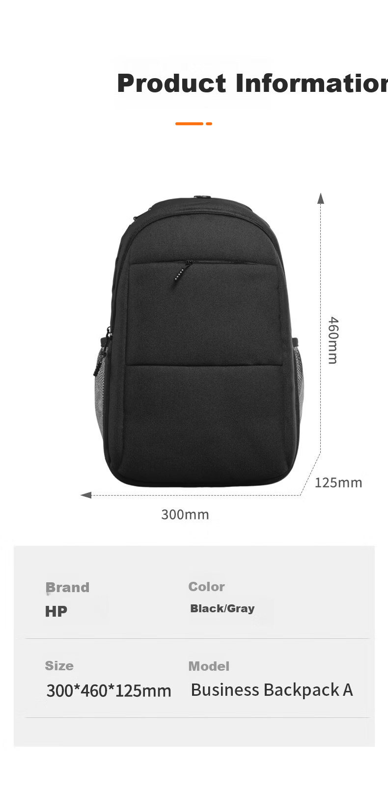 HP 16-inch Laptop Backpack Casual College Middle School Outdoor Travel Gray 7