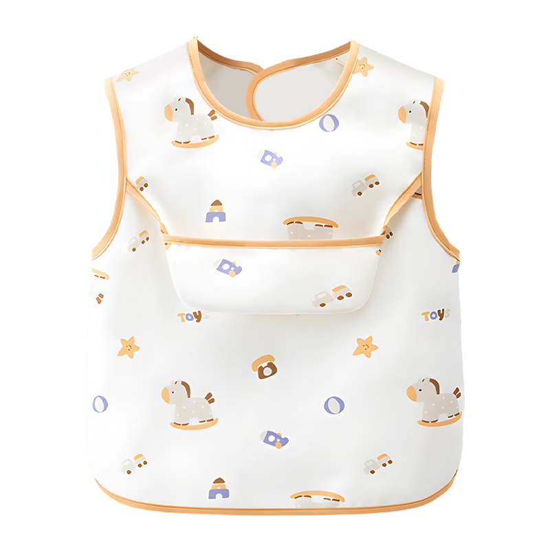 Aibaoshi Children's Apron, Spring And Autumn Long-Sleeve Style, Baby Eating Bib, Kids' Waterproof Reverse Apron, Cute Car Design G036