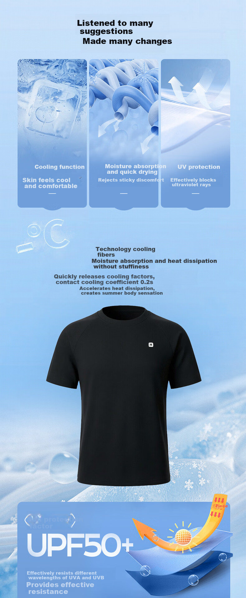 Keep Men's Swim Shirt Professional Sun Protection Hot Spring Swimming Gear Black M 2