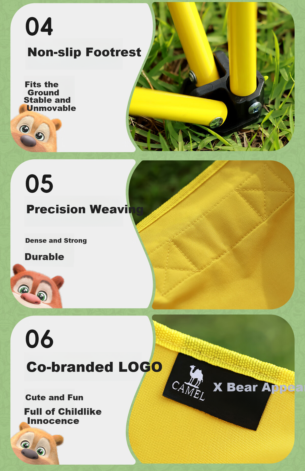 CAMEL 【Camel × Boonie Bears】Children's Moon Chair Outdoor Folding Camping Beach Portable Fishing Stool 14