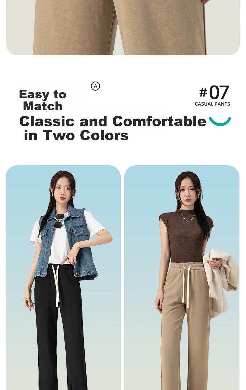 Borui Black Narrow Wide-Leg Pants for Women 2026 Spring High-Waist Casual Slimming Draped Cotton Straight-Leg Trousers 10