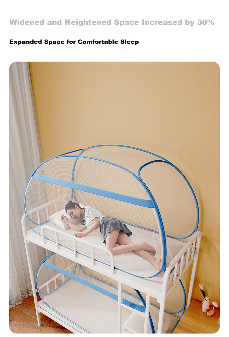 Lanwuxian Student Dormitory Mosquito Net, Mongolian Pack No-Installation Fall-Resistant Mosquito Net, Suitable for Bunk Beds on Both Upper And Lower Levels, 1.2*1.9 Meters 5