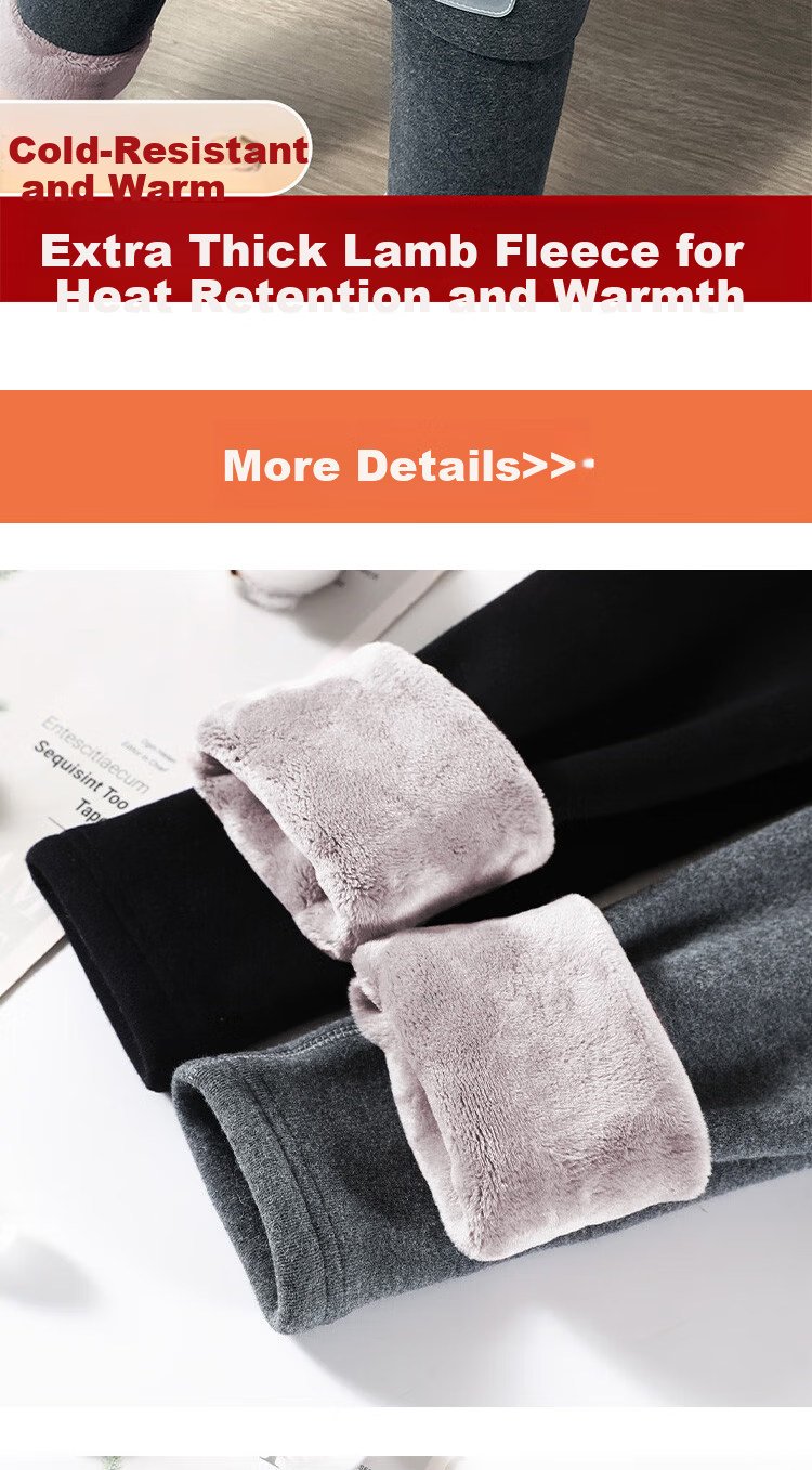 GUJIN Thickened Plain Purple Velvet Thermal Leggings for Women Autumn Winter Cotton Fleece Lined High Waist Warm Pants 3