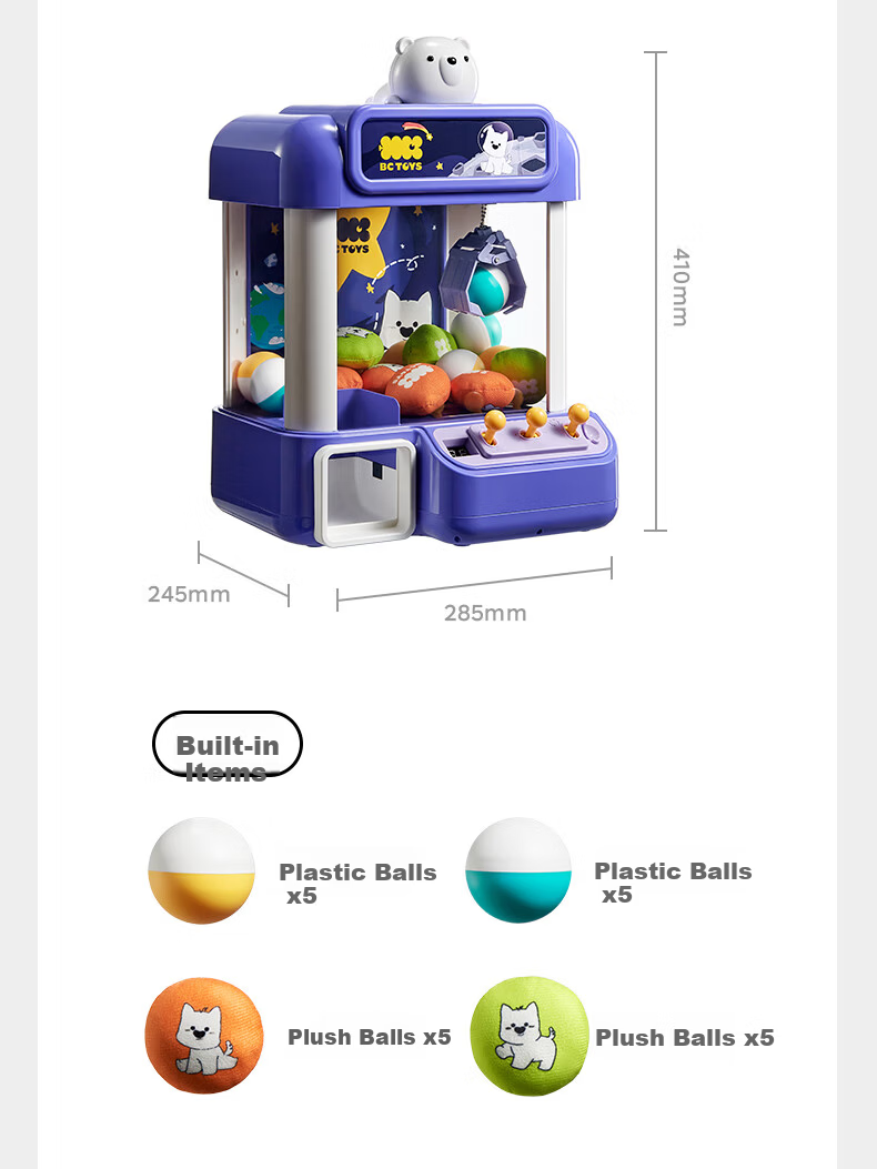 Babycare Fun Claw Machine Toy for Kids 3-6 Years Old Plush Doll Capsule Toy Gift for Boys and Girls - Blue 10