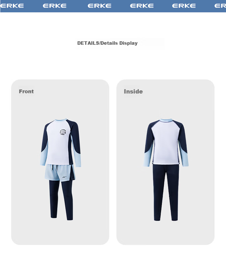 ERKE Boys' Two-Piece Swimsuit with Long Sleeves And Pants, Anti-Embarrassment Swimwear for Boys 6
