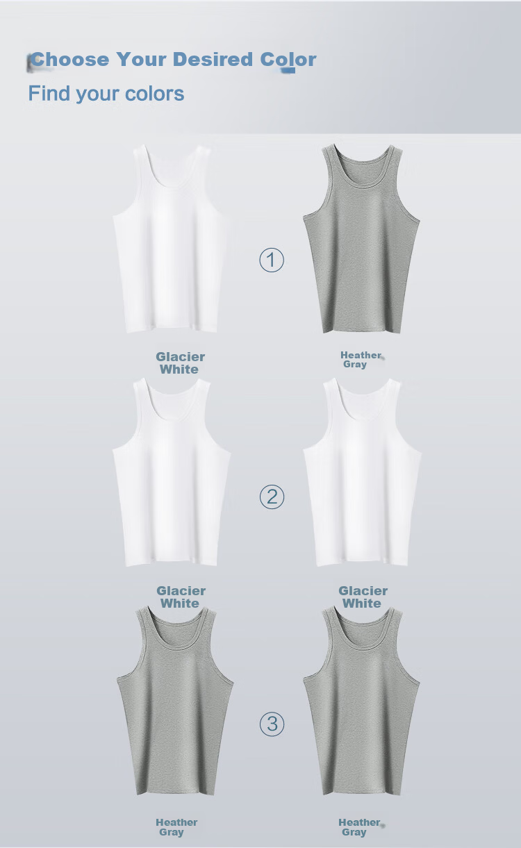 Hongdou Men's Cotton-Spandex Solid Color Round Neck Breathable Sports Base Layer Tank Top 2-Pack 13