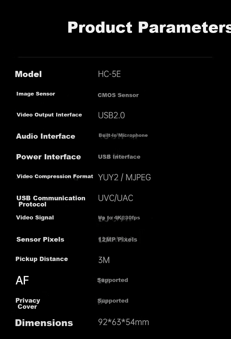 Haoli 4K HD USB External Computer Webcam 12MP Built-in Microphone Desktop Laptop Video Call Office Online Class Live Streaming Conference Universal 19