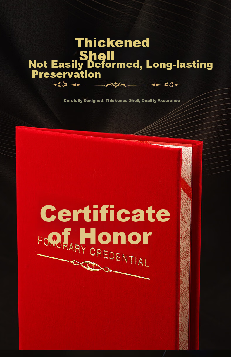 Elifo 10-Pack Red Velvet Honor Certificate Covers with Core, 12K Custom Blank Award Certificate Paper, Training Commendation Certificate Paper, Printable, 20 Sheets A4 Inner Pages 10