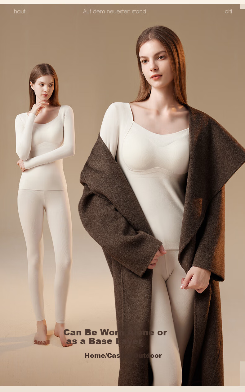 Miiow Women's Thermal Acrylic Autumn Winter Underwear Set with Chest Pad, Warm Base Layer Top and Bottom 6