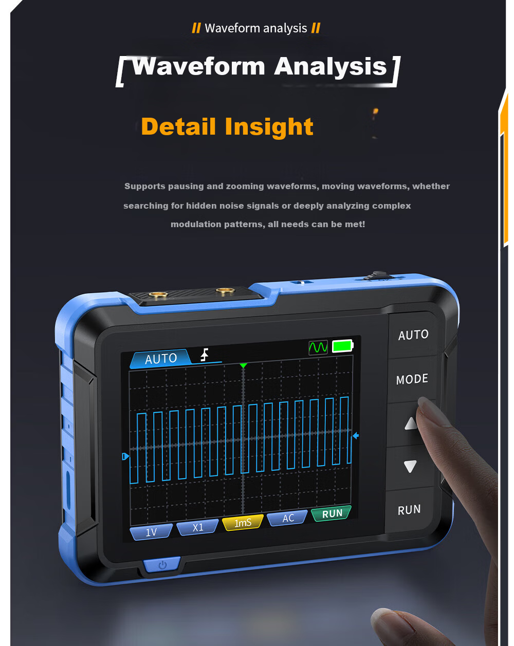 FNIRSI Mini Digital Oscilloscope 2-in-1 Multifunction Portable Mini Signal Generator 1MHz Bandwidth 3